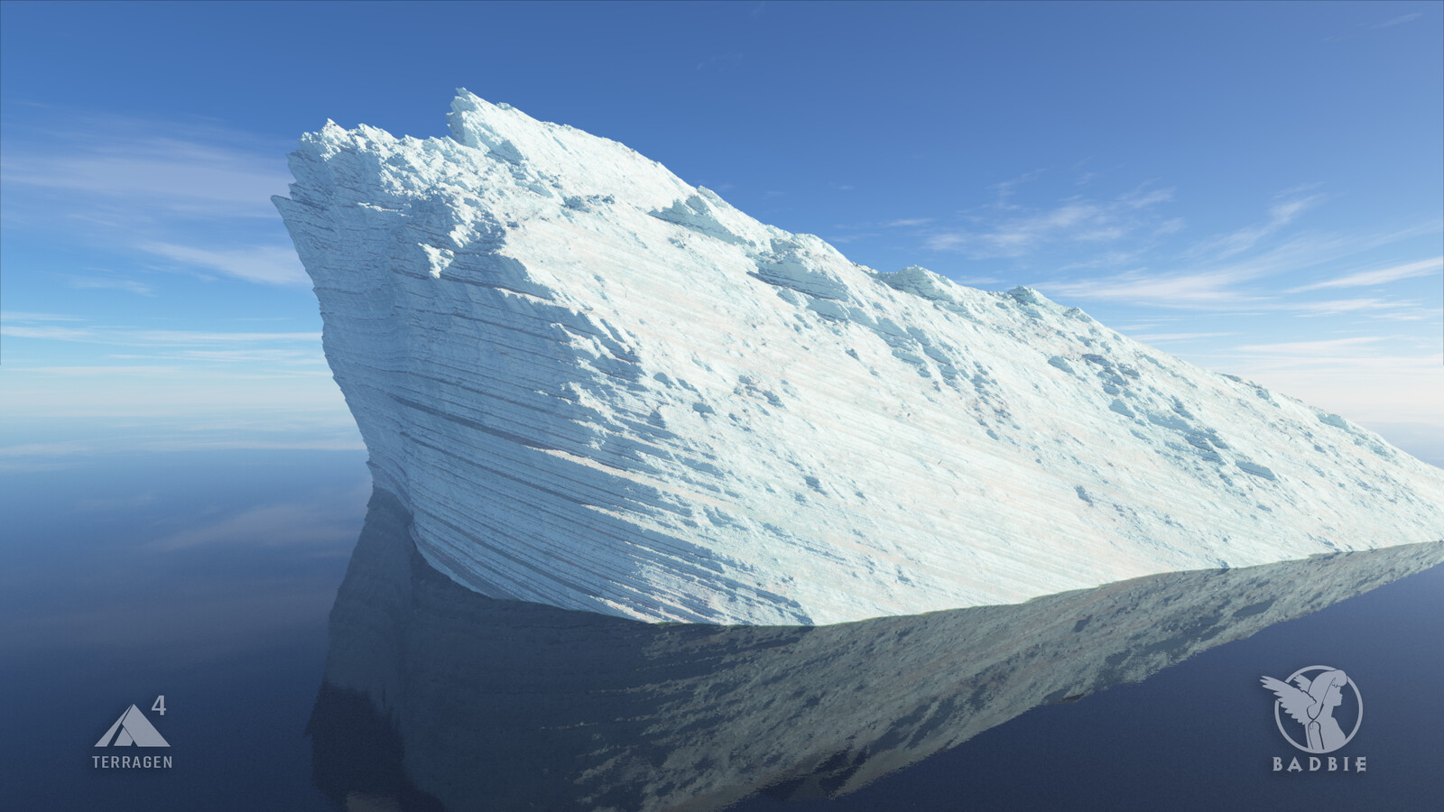The iceberg is by far one of my favorite renders I have done. It's so simple but works out well!  I like to think that the iceberg is slowly tilting as it melts giving those hard striations.