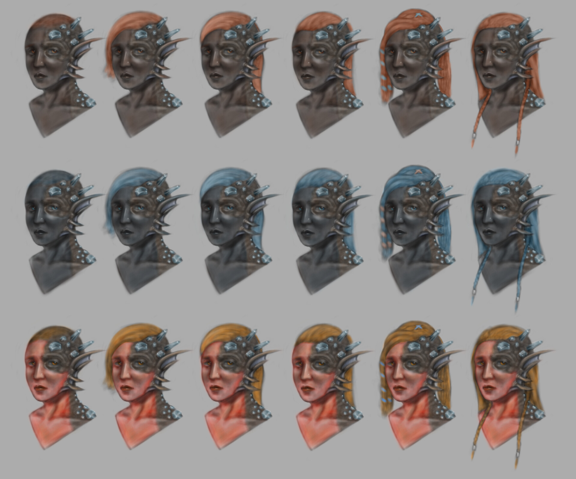ArtStation Hassurha Hair + Colour Tests D&D Character