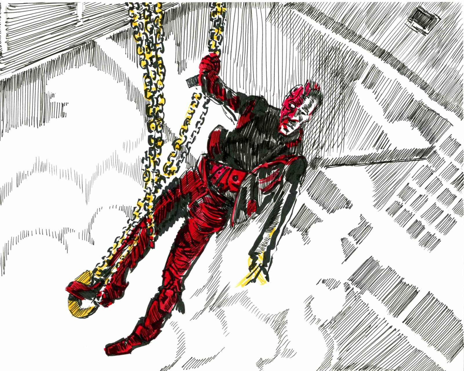 First pass study in black line and spot colour