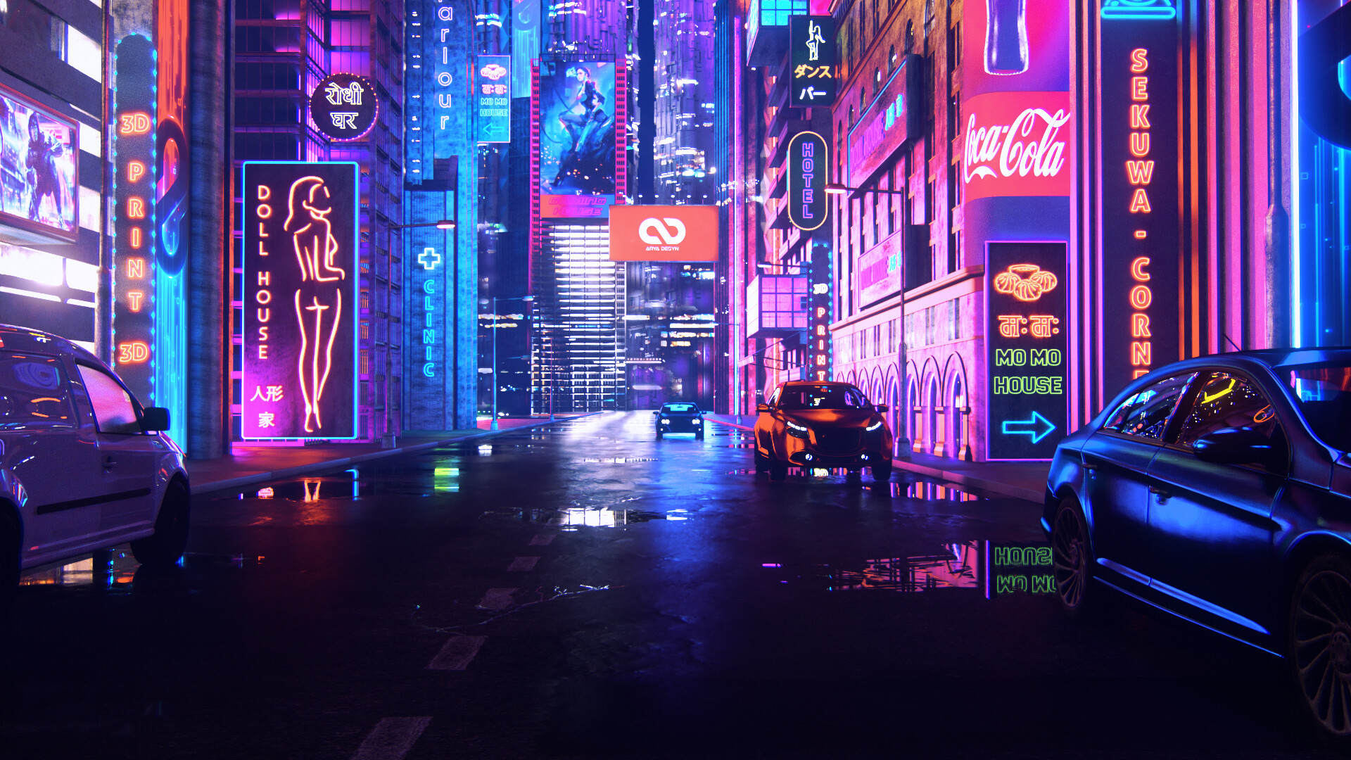 Неоновая вывеска cyberpunk