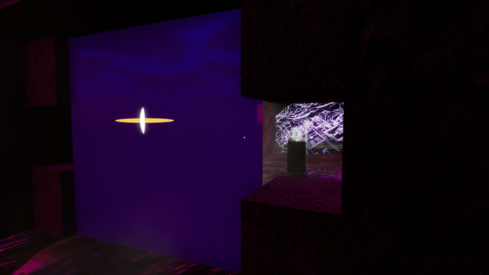 Downstairs in the Level Design Shrine, the player can see the 3D modeling software they will need to complete parts of the game but they cannot activate it without enough ideas.
