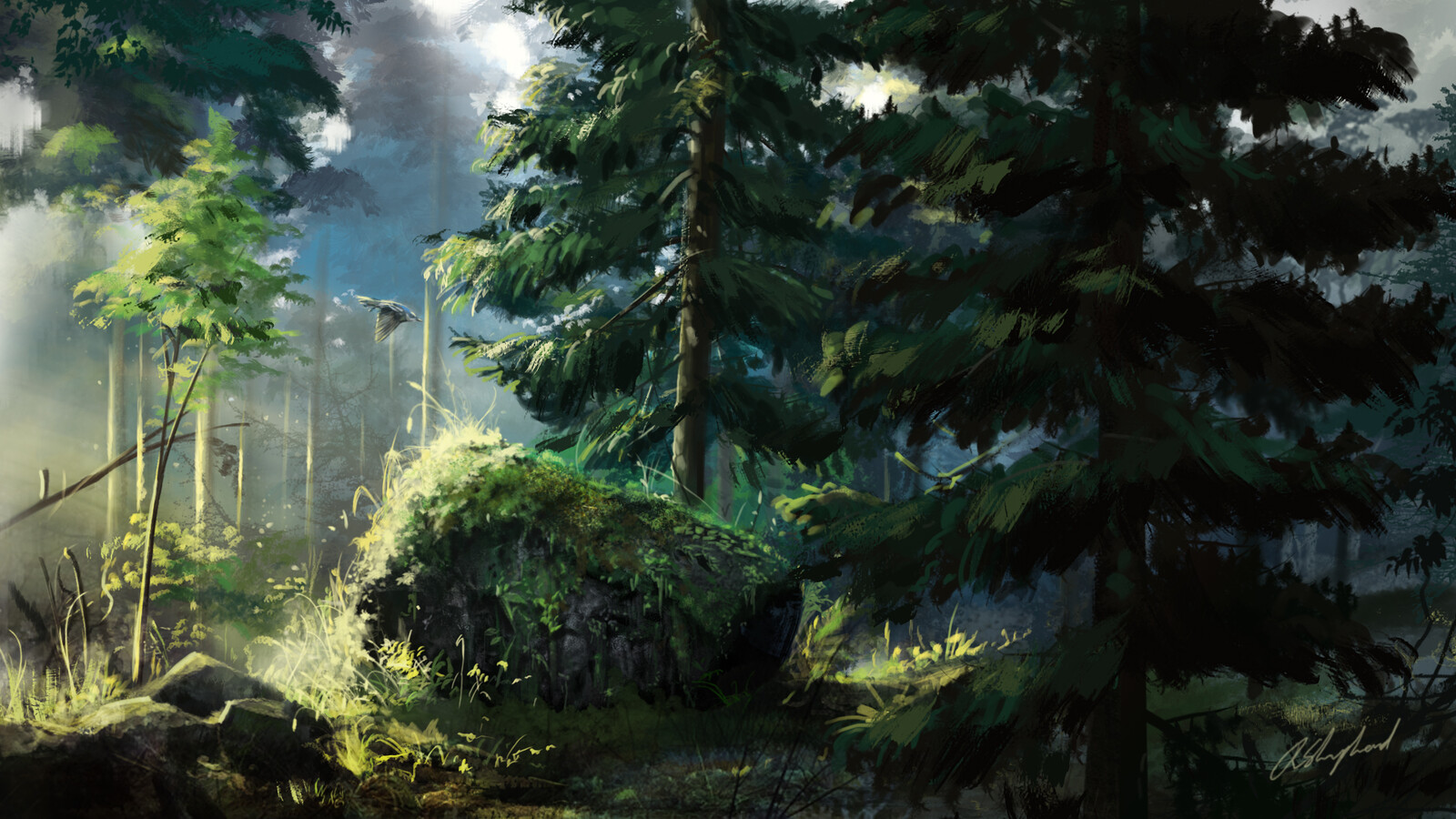 Artstation Forest Digital Painting Rhiannon Shephard