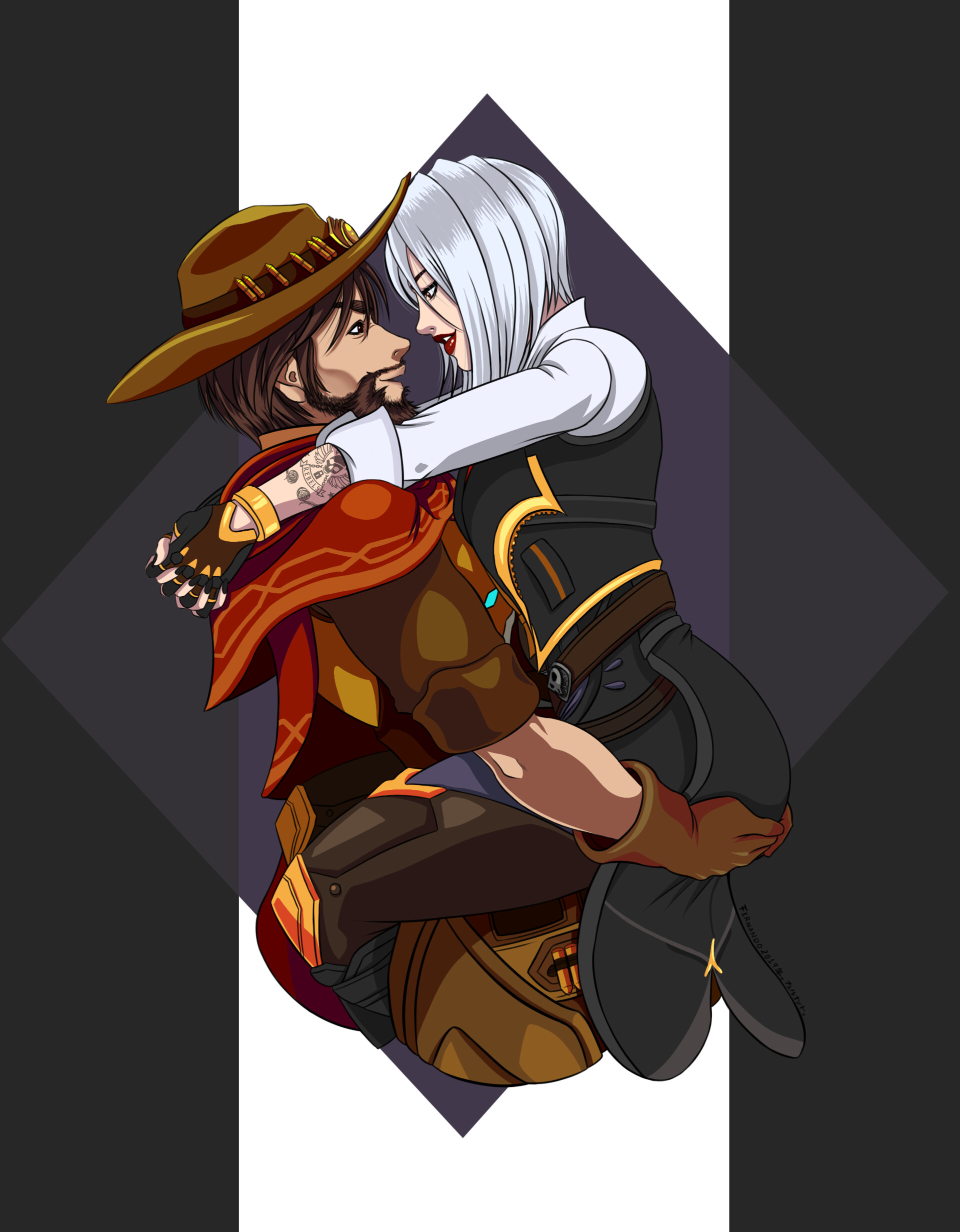 Fanart of McCree and Ashe from Overwatch. 