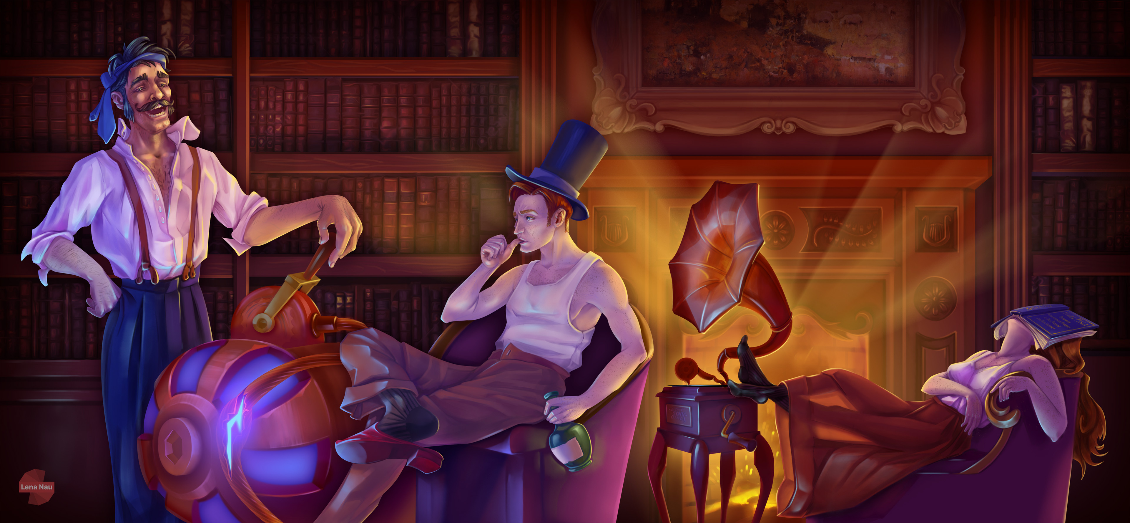 photo Robert Lutece Fanart artstation jeremiah fink partying at