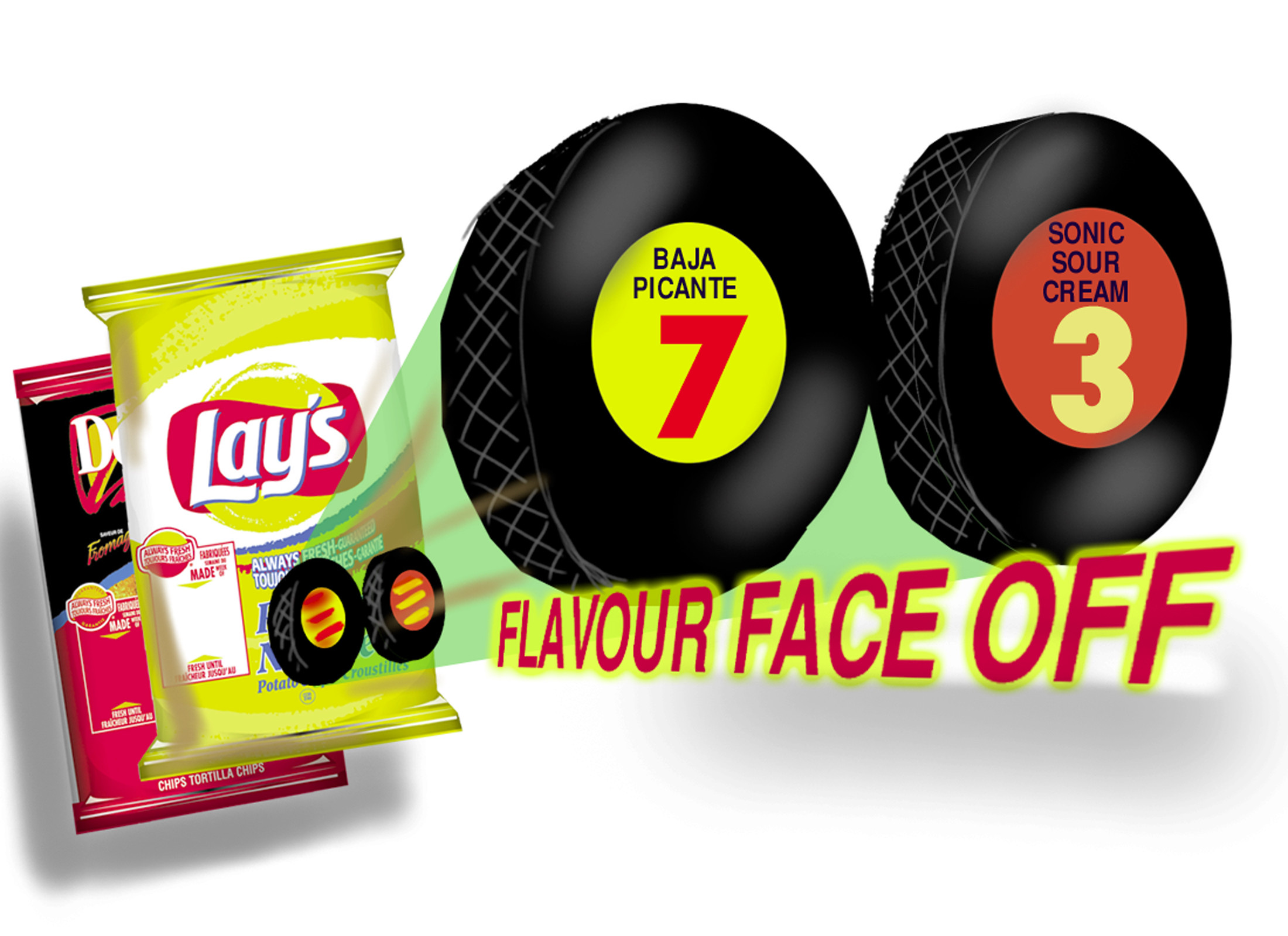 Contest graphic design for potato chip bags.