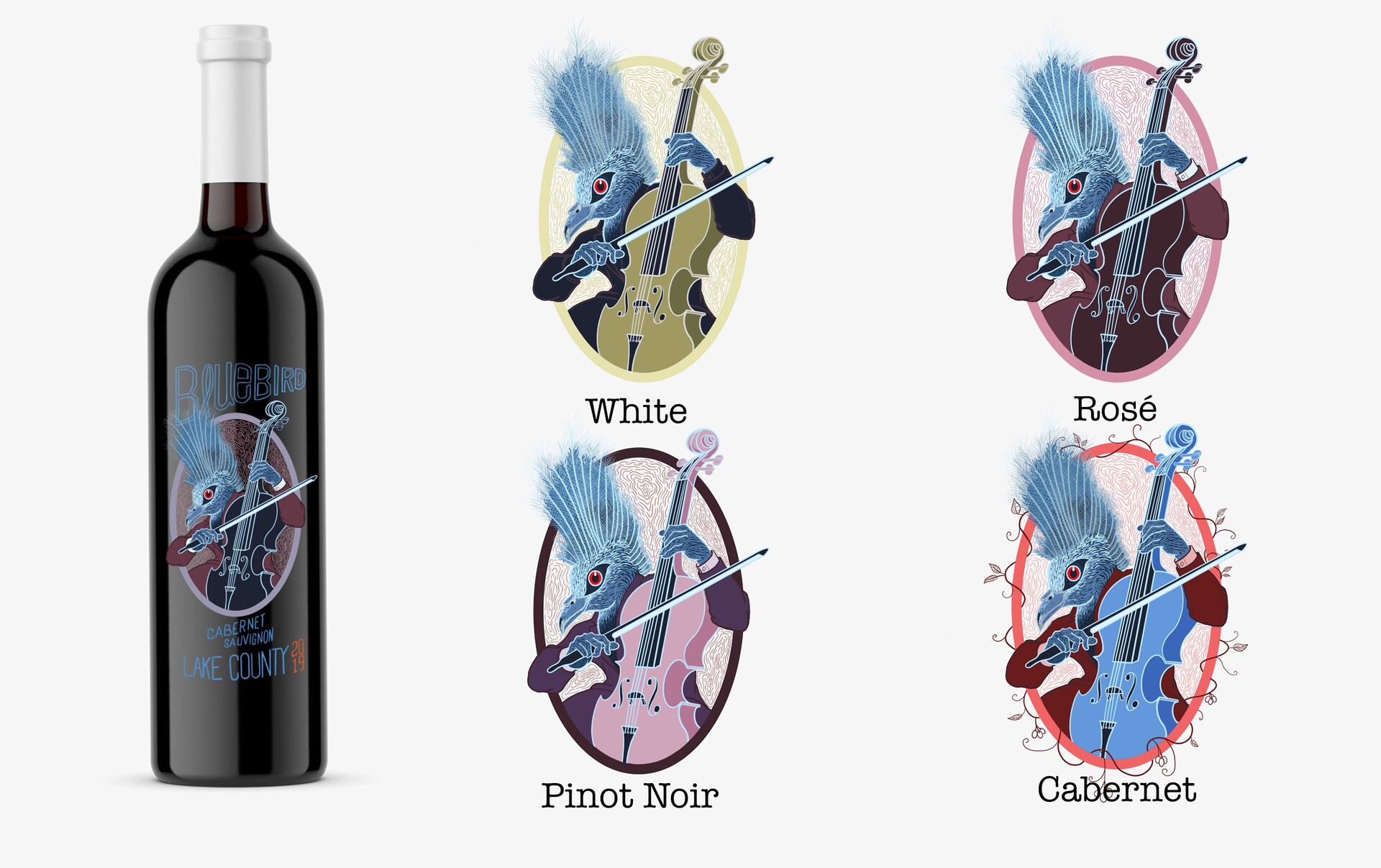 ArtStation - Blue Bird wine label
