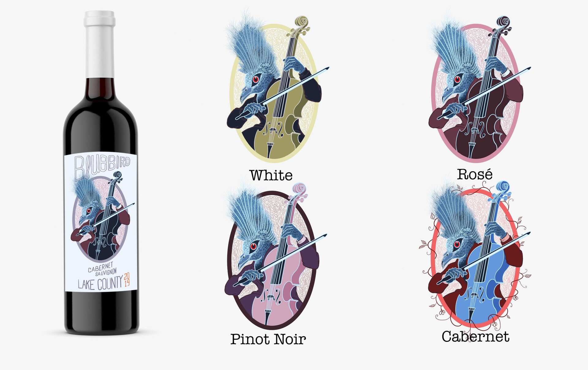 ArtStation - Blue Bird wine label