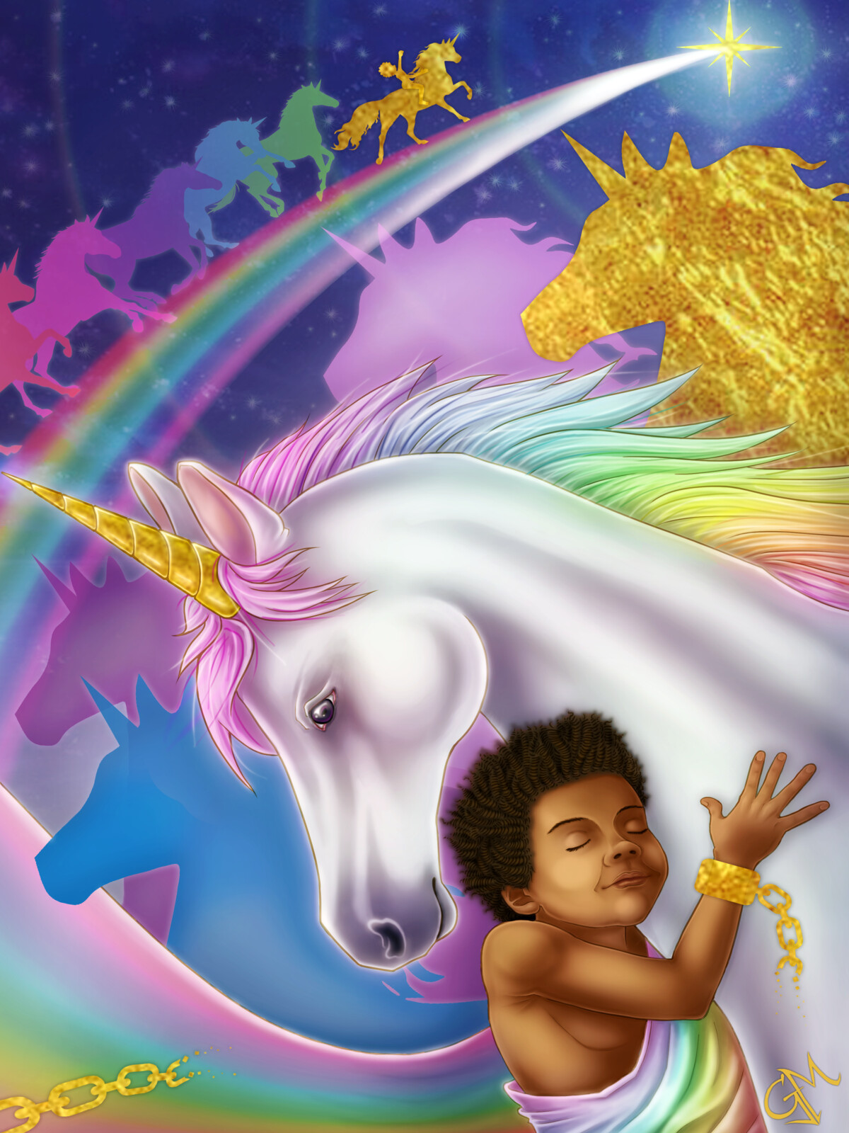 Unicorn and Negrinho do Pastoreio
Negrinho do Pastoreio is a Brazilian myth of a black slave boy, who helps people to finds their belongings, a symbol for the fight for freedom and the end of slavery in Brazil. 