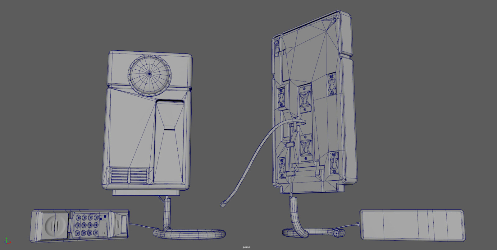 In Maya with normal map applied (wireframe)