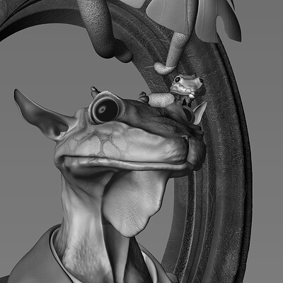 David lazaro busto alien render byn