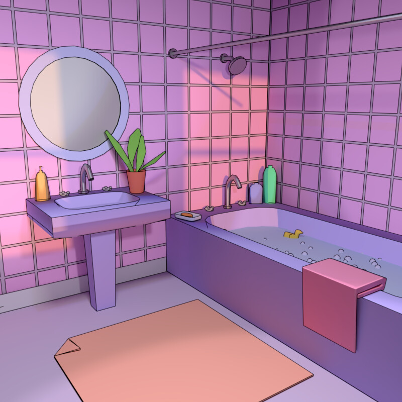 Bathroom Pictures Cartoon - Image of Bathroom and Closet
