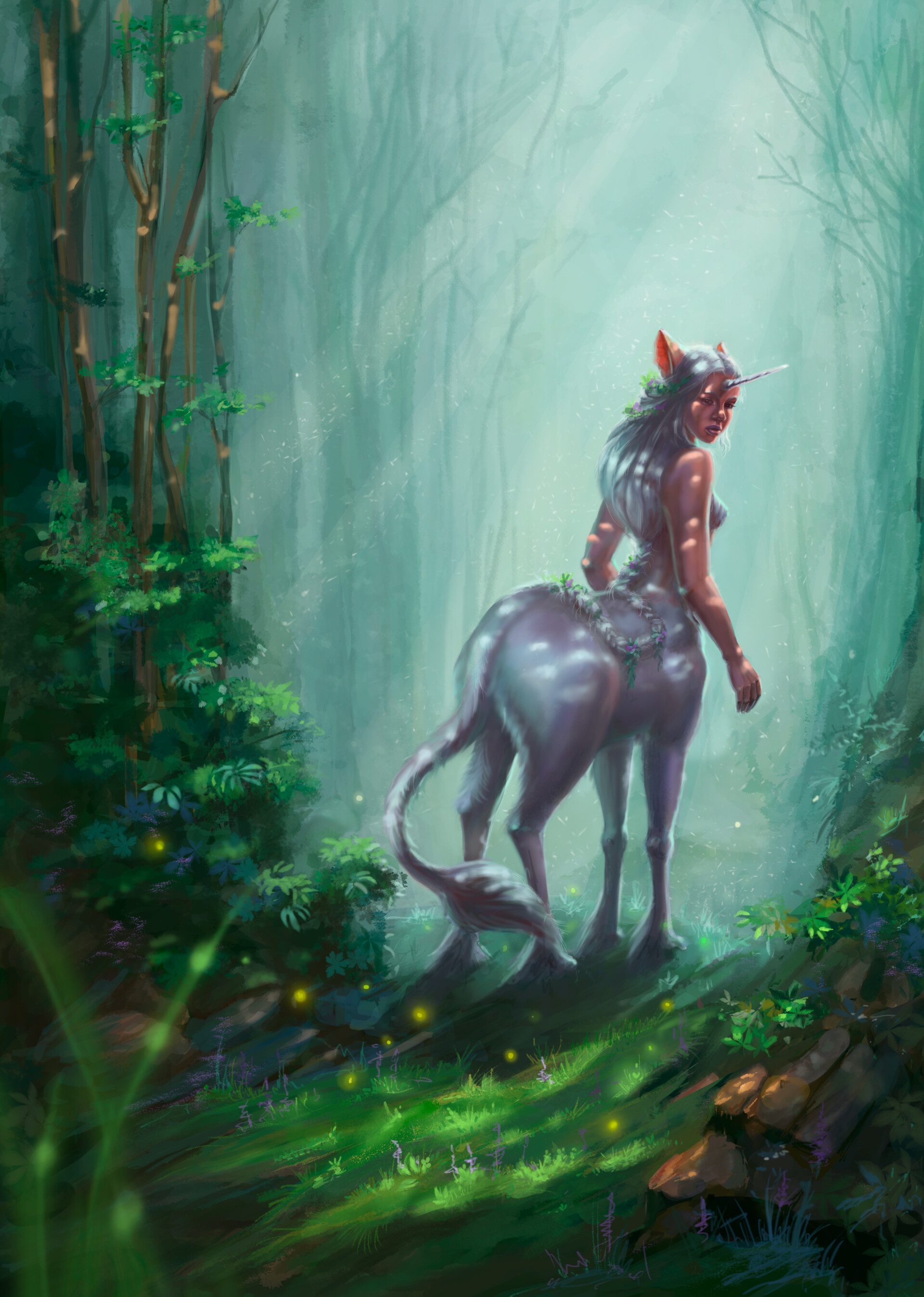 Artstation Unicorn In Forest Ekaterina Taranenko