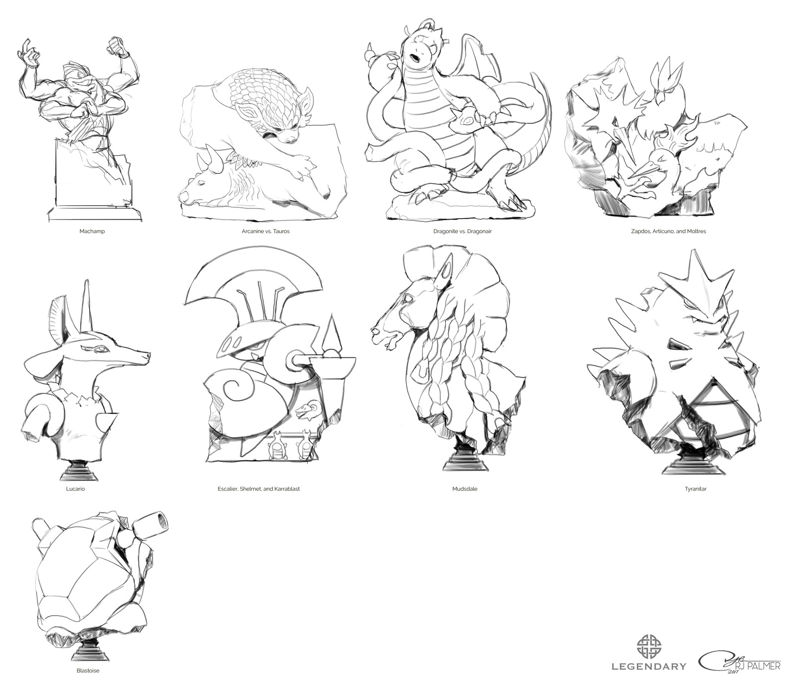 Various Pokemon sculpts to fill out the museum. 