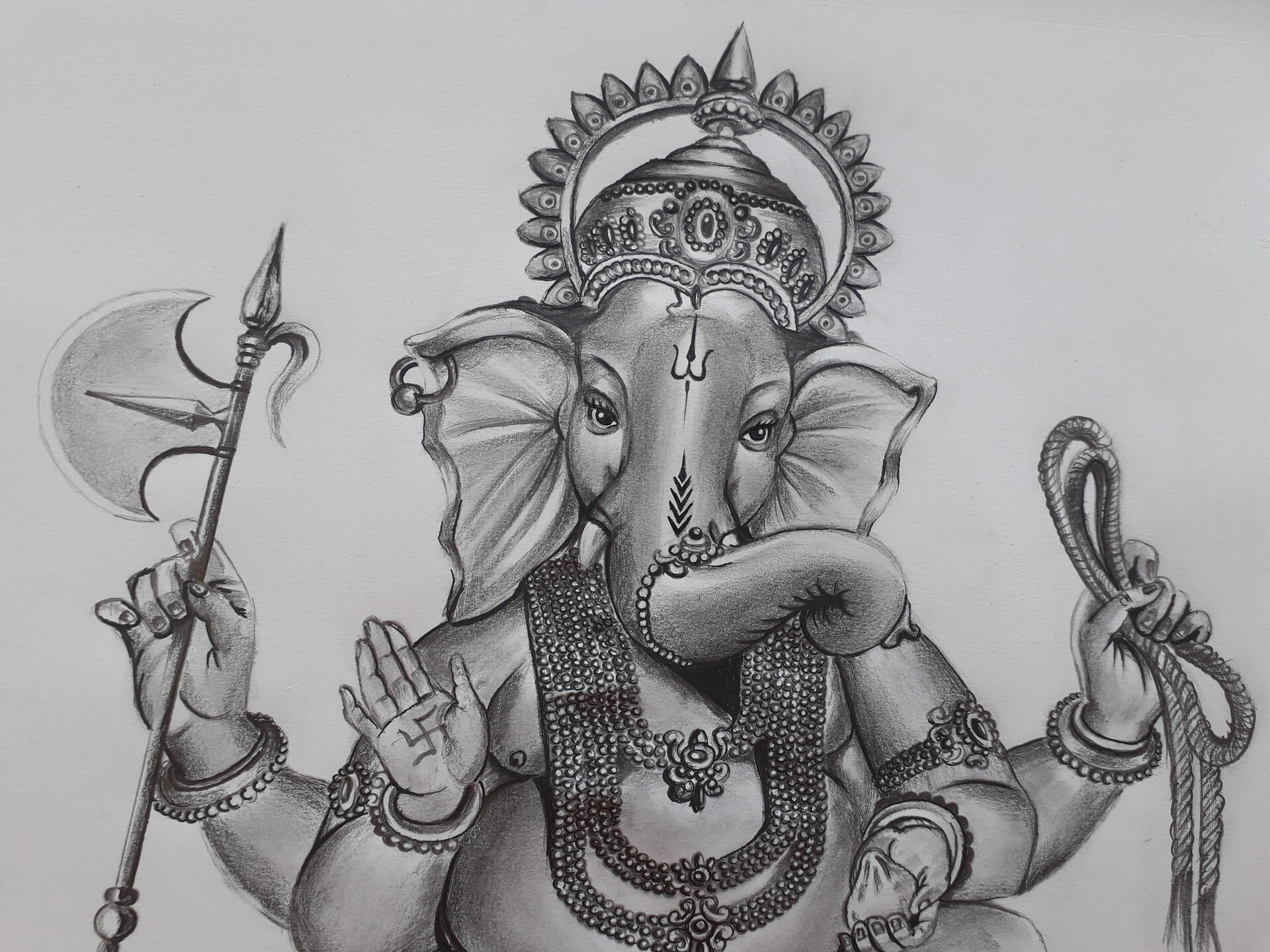 Black and White Ganesha Art Drawing