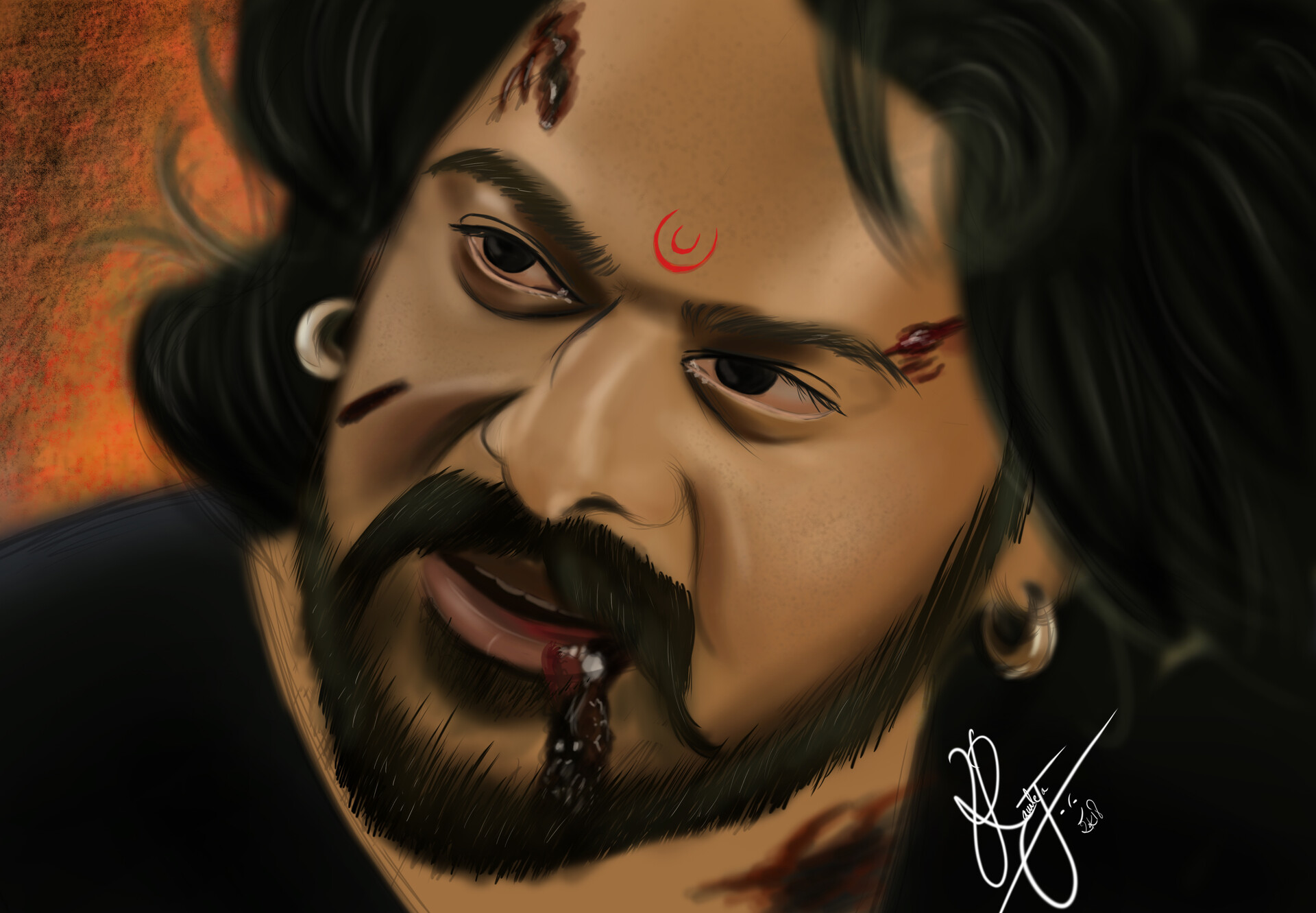 Artstation Bahubali Digital Painting Ravi Teja