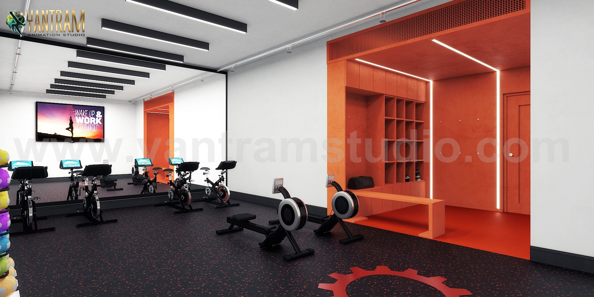 Artstation Commercial Fitness Gym 3d Interior Modeling Ideas By Architectural Rendering Companies Bern Uk Yantram Architectural Design Studio