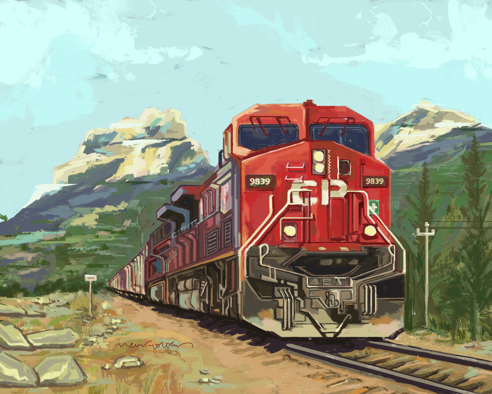 train digital painting ref secil