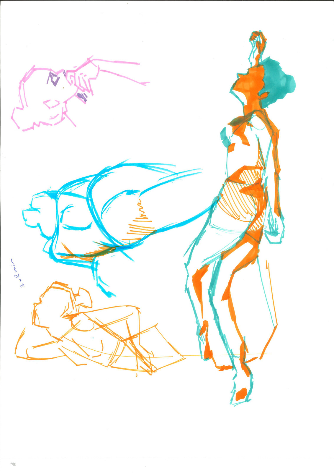three poses of 2 minutes and one of 10 minutes