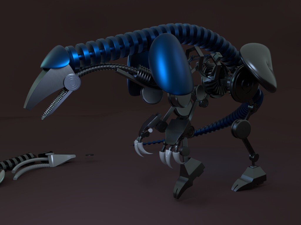 ArtStation - 3D model of mecha velociraptor, Jen R.