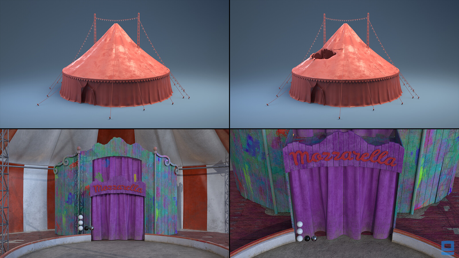 Responsible for modeling: Circus tent Lookdev: Interior tent
