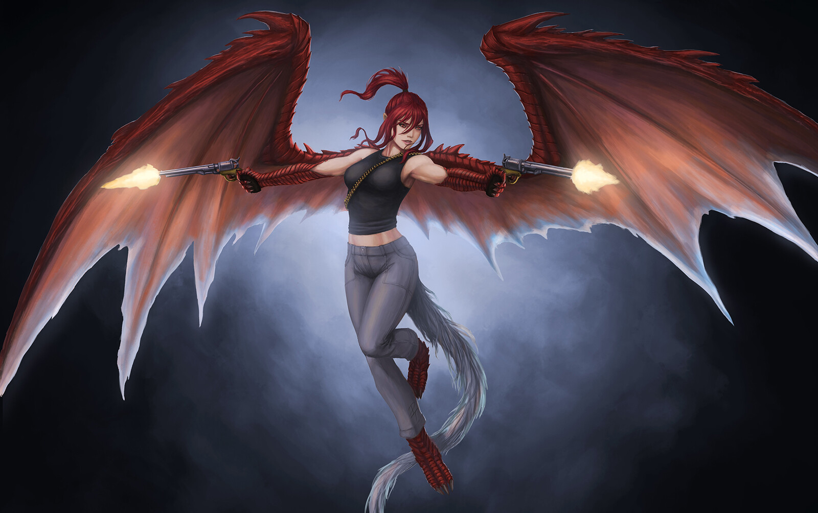 Artstation Commission Half Dragon Gunslinger Tamas Patkos,Facebook Cute Cartoon Girls