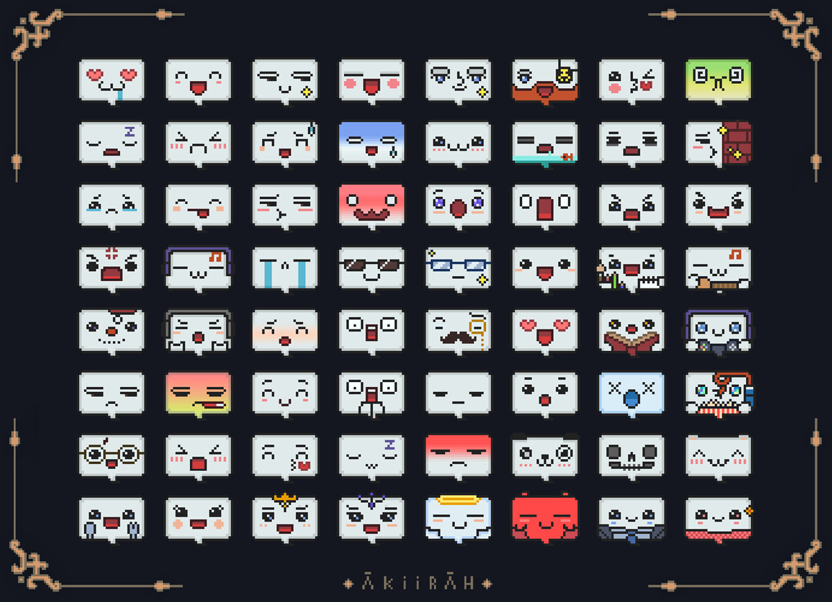 Aaron Alphonso (Akiirah) - Discord Emojis - 2D Pixel Art (64 Icons)