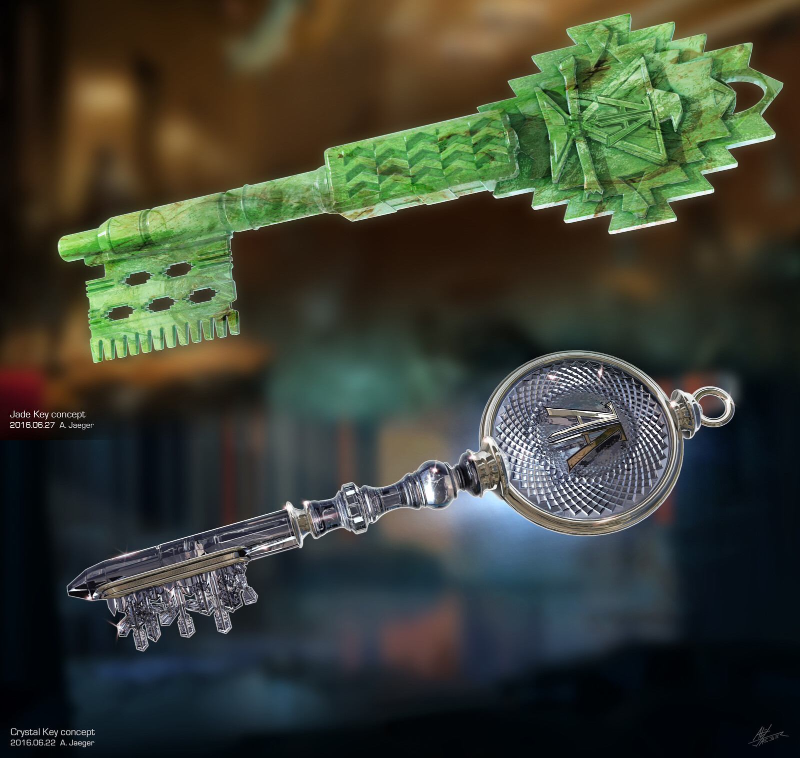 Artstation The Jade And Cystal Keys From Ready Player One Alex Jaeger
