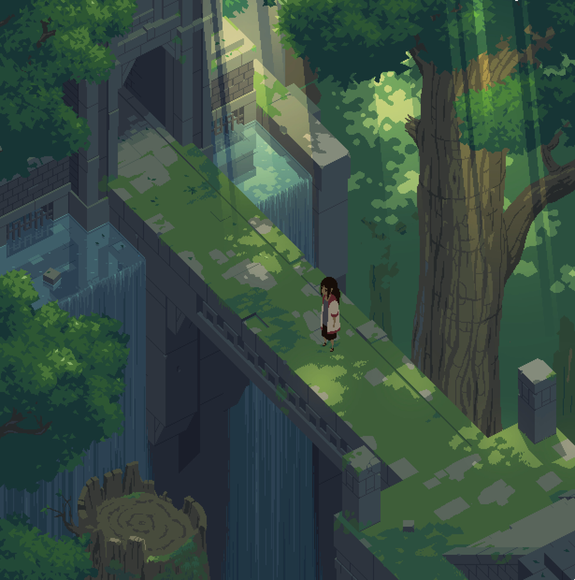 pic Top Down Pixel Art Forest artstation bridge daniel riise