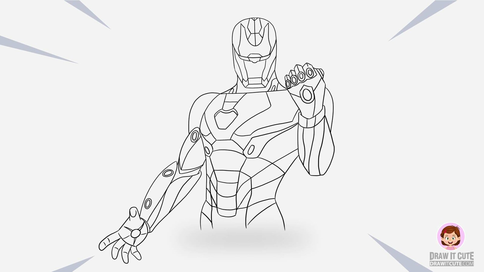 DrawitCute .Com - How to draw Iron Man with the Infinity Stones