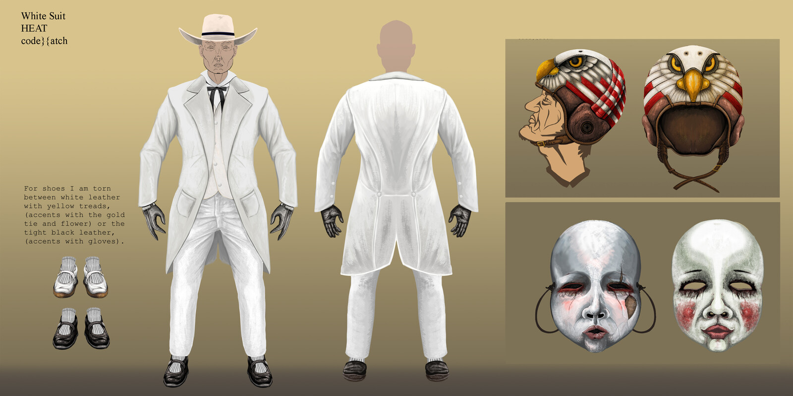 White Suit and Head Pieces