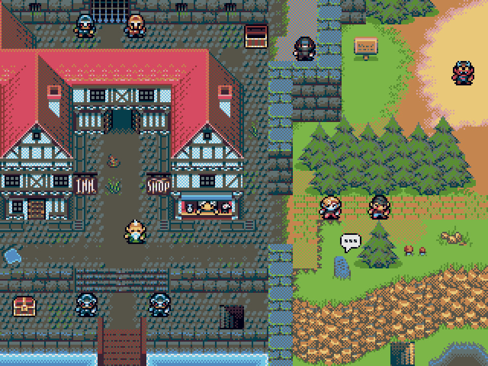 RPG game mock-up, made with the Chip16's 16 colour palette