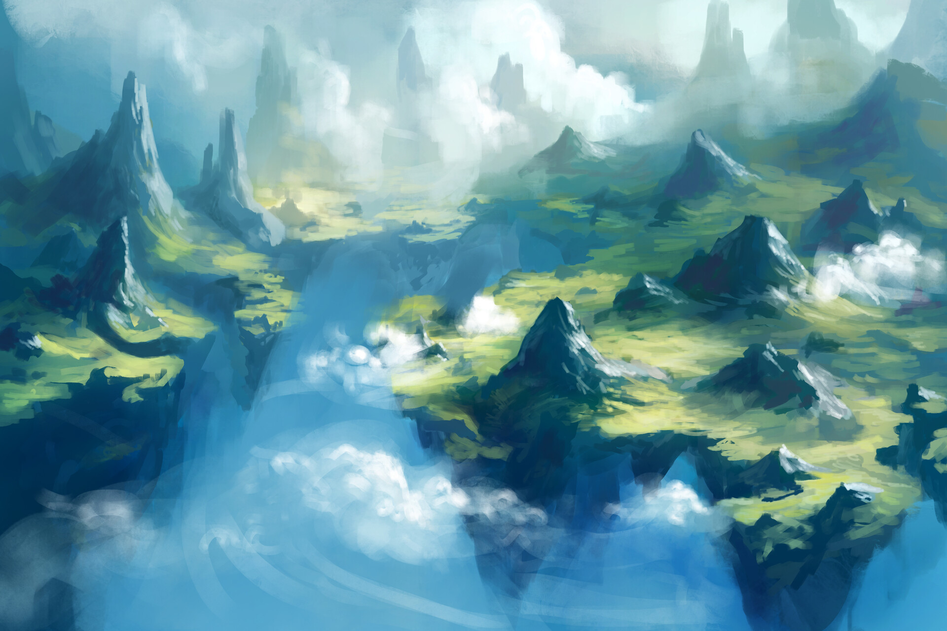 Artstation Floating Island Speed Painting Nathanael M