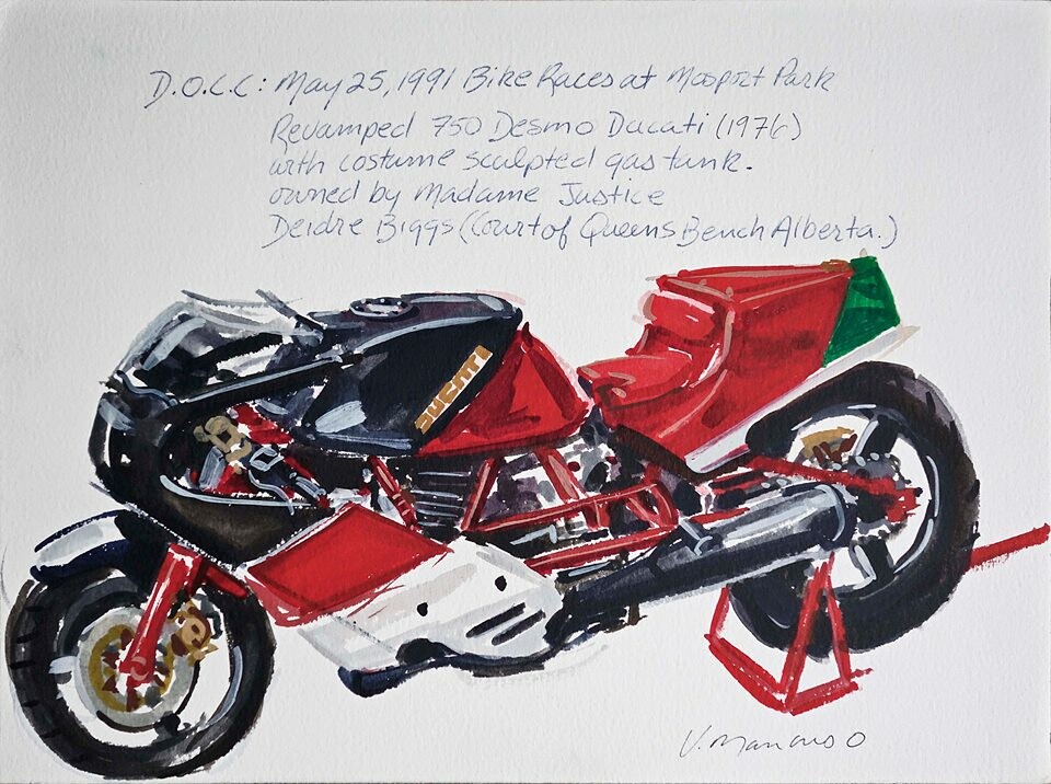 750 Desmo Ducati. Watercolour painting 9x12 inches painted by Vince Mancuso