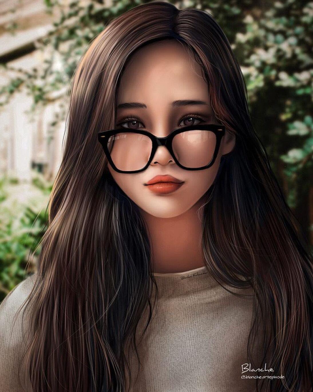 Blancheartepisode Girl In Glasses Digital Art 