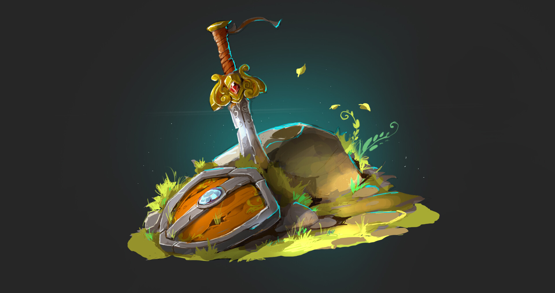 artstation 2d game asset sword and