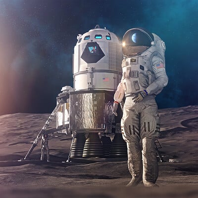 Hangar b productions astronauts moon surface lander mosaic small