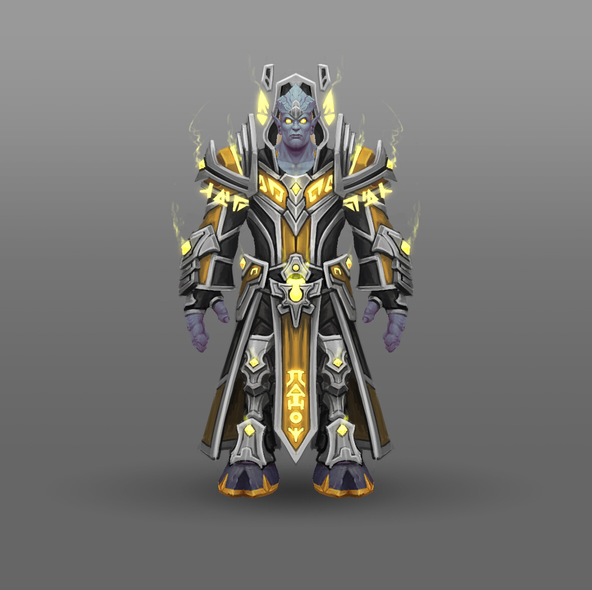 Mage
In the first draft, the colour scheme was very similar to the Priest set. To make it more distinct I decided to use silver as the main colour.