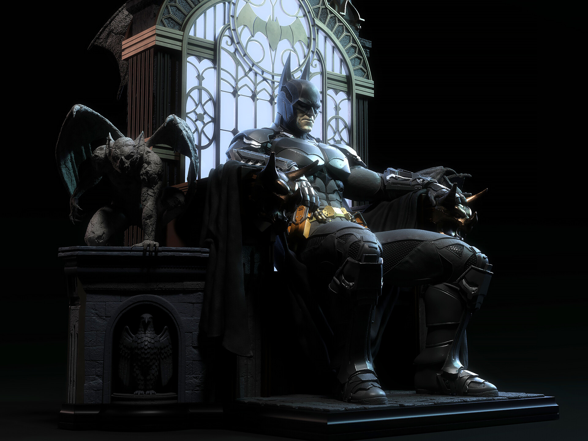 batman on throne statue for sale