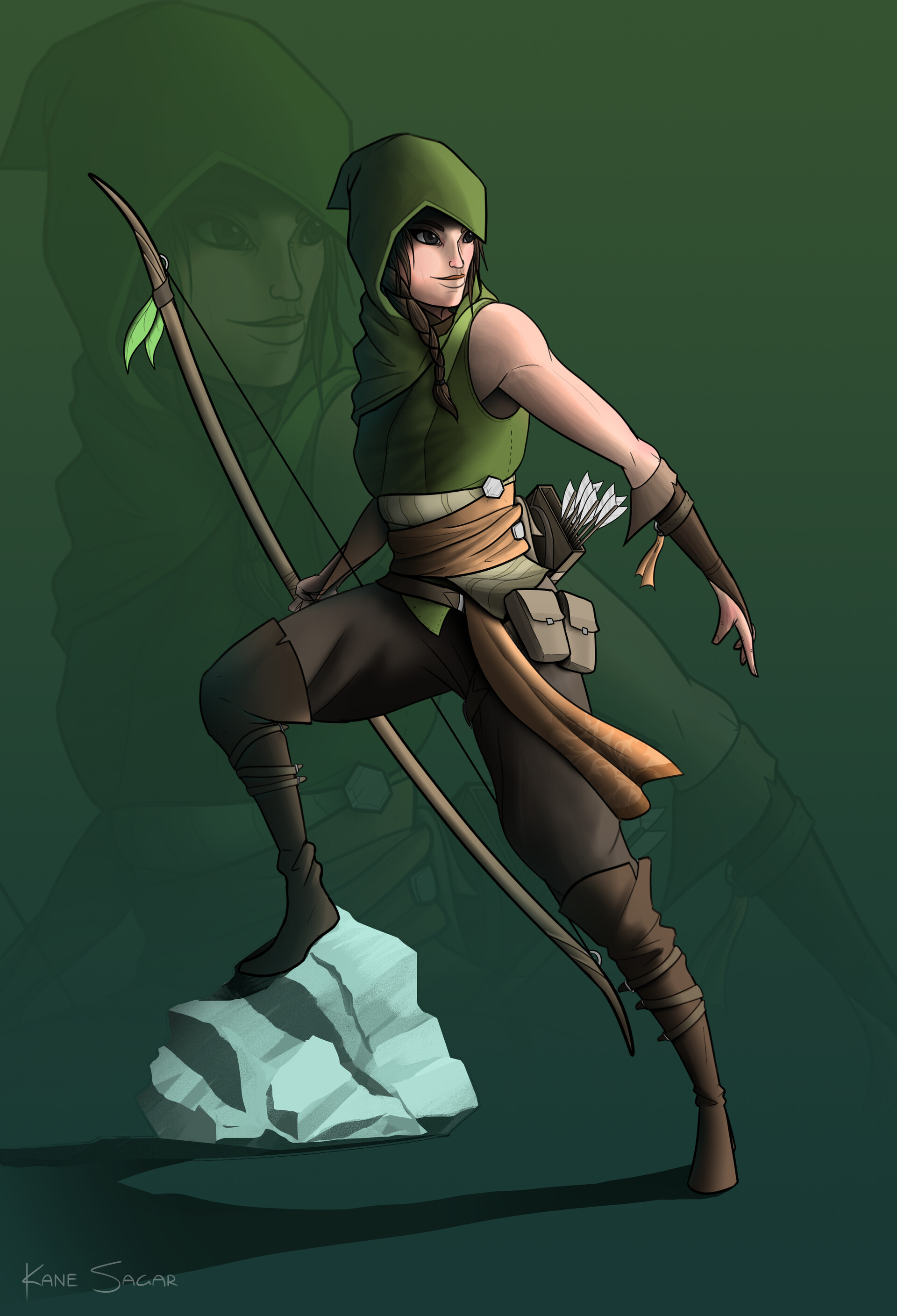 Hunter With Bow And Arrow Walking In Forest High Res Stock Photo Getty Images