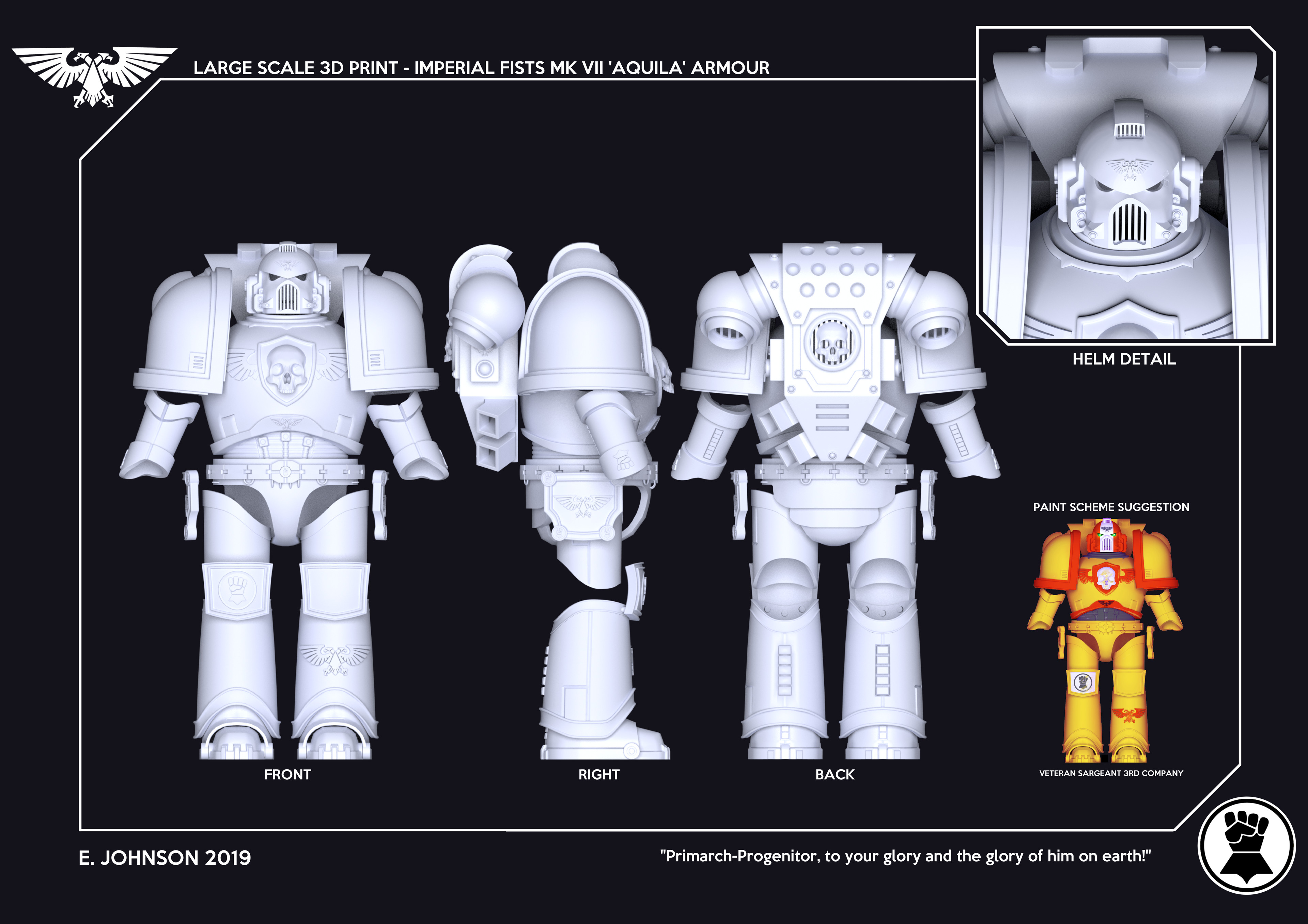 Em Johnson Space Marine Armour Large Scale 3d Print Project
