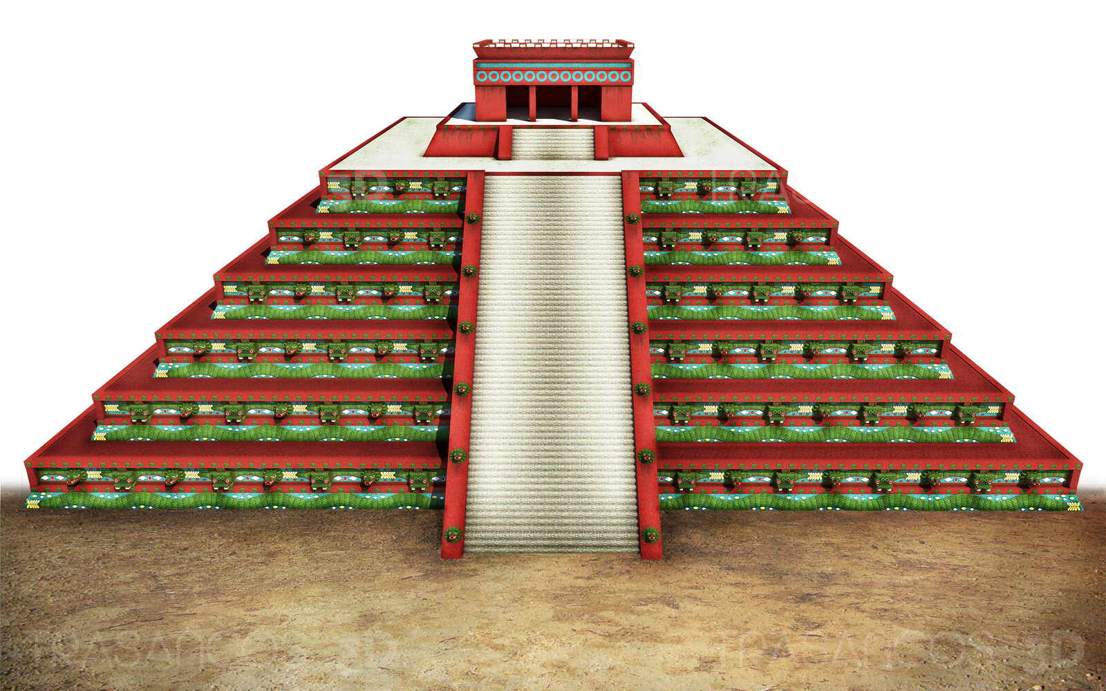 Pyramid of the Feathered Serpent in Tehotihuacan.
Modeled in collaboration with:
- Alejandro Soriano