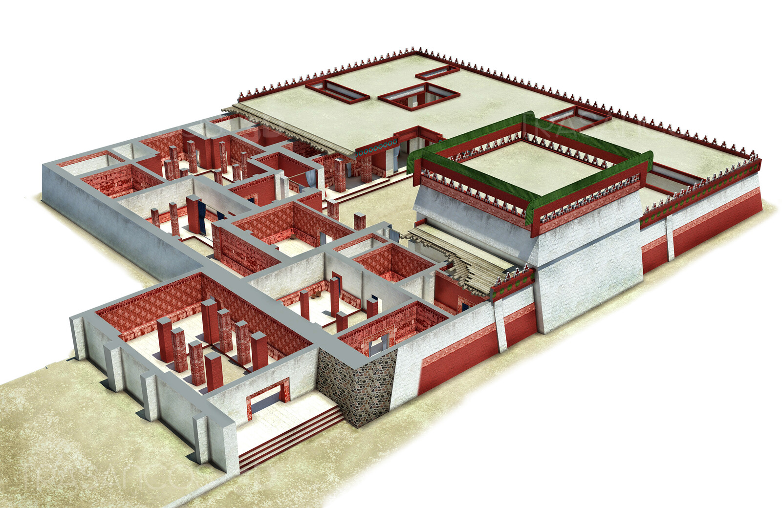 Cut away of the palace of Zacuala in Tehotihuacan.