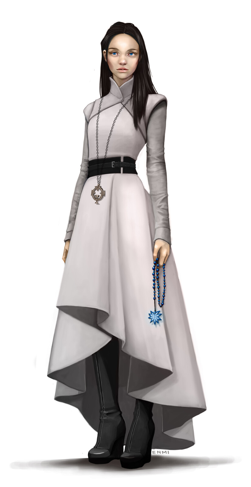 Character portrait for the Amalthean Priestess Lenore Whyte, played by me in the game Fading Suns.