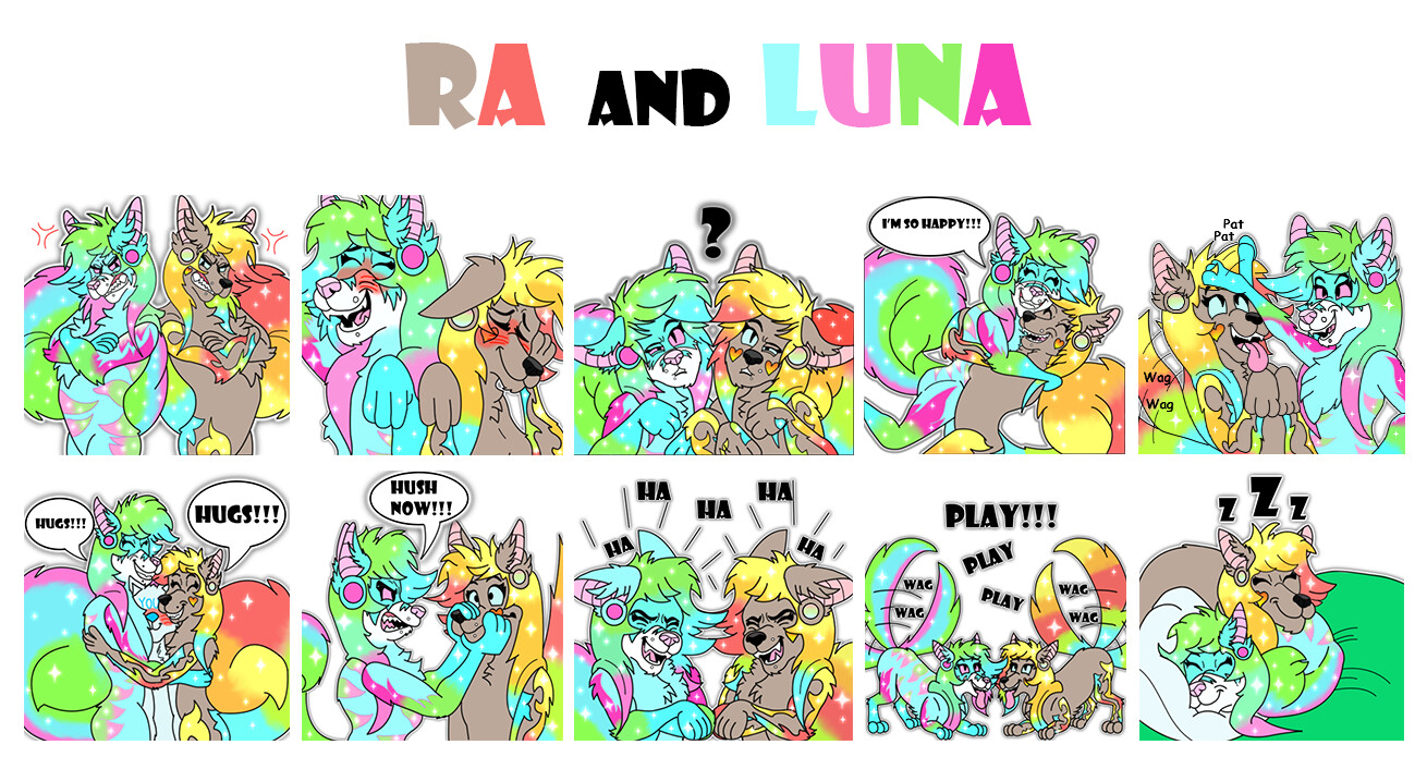 Artstation Telegram Stickers Of Ra And Luna Sun And Moon Michael Carmona