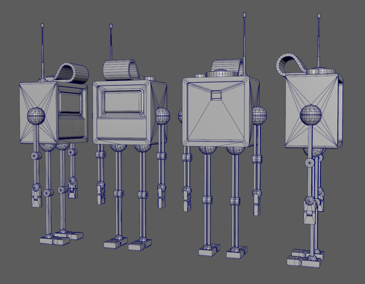 In Maya with normal map applied (wireframe).