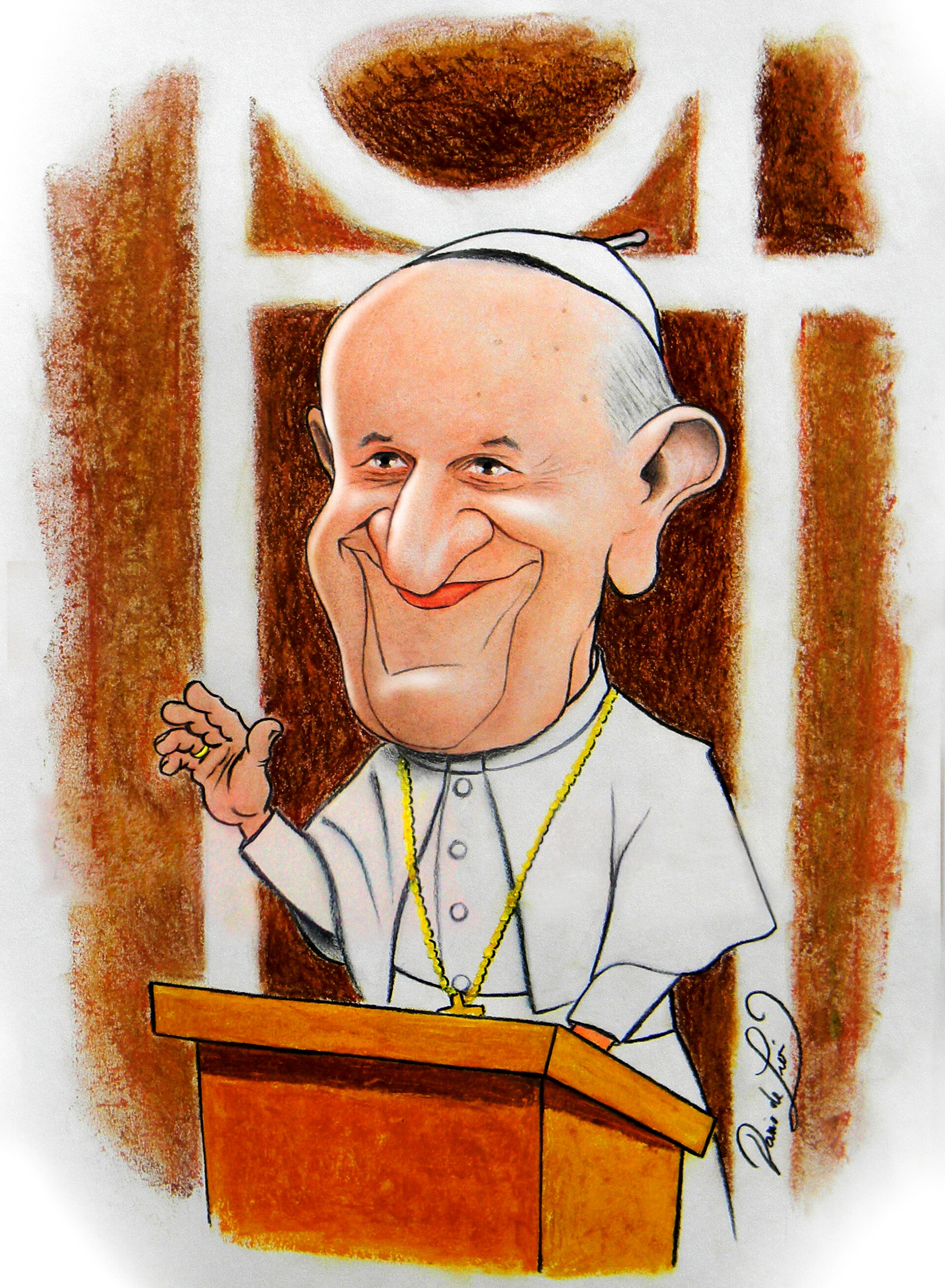 videnskabelig Fantastiske Produktion Darío de León - Caricature of Pope Francis-Jorge Mario Bergoglio