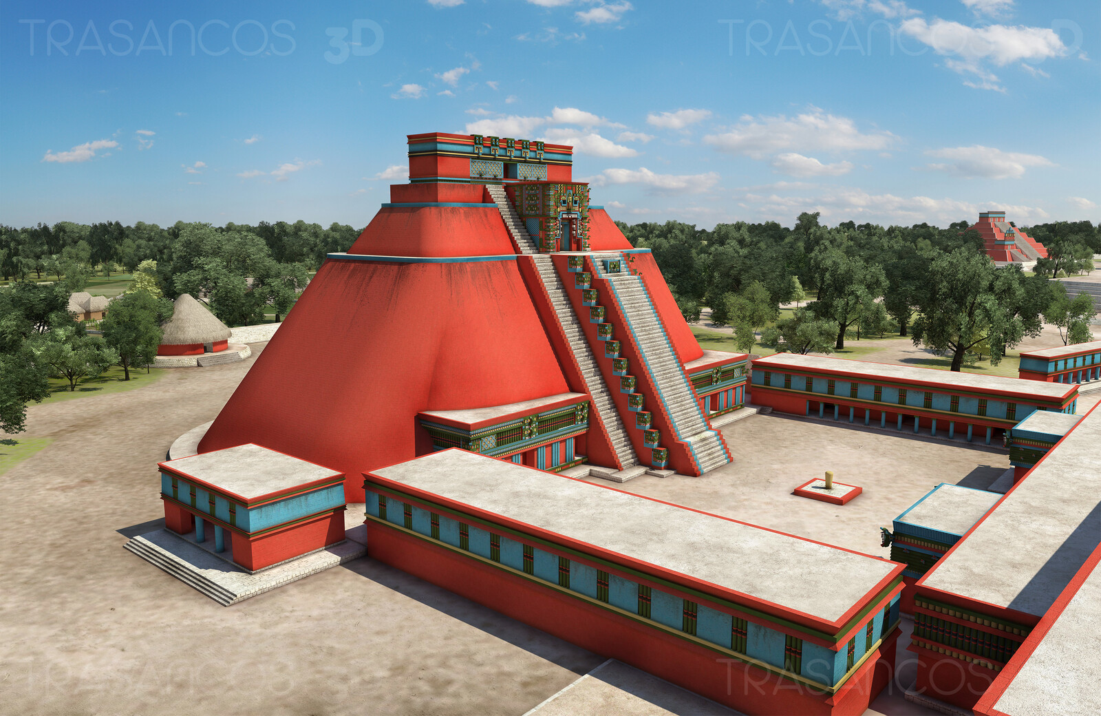 View of the Pyramid of the Magician and Birds Court in Uxmal.
Modeled in collaboration with:
- Andrés Armesto