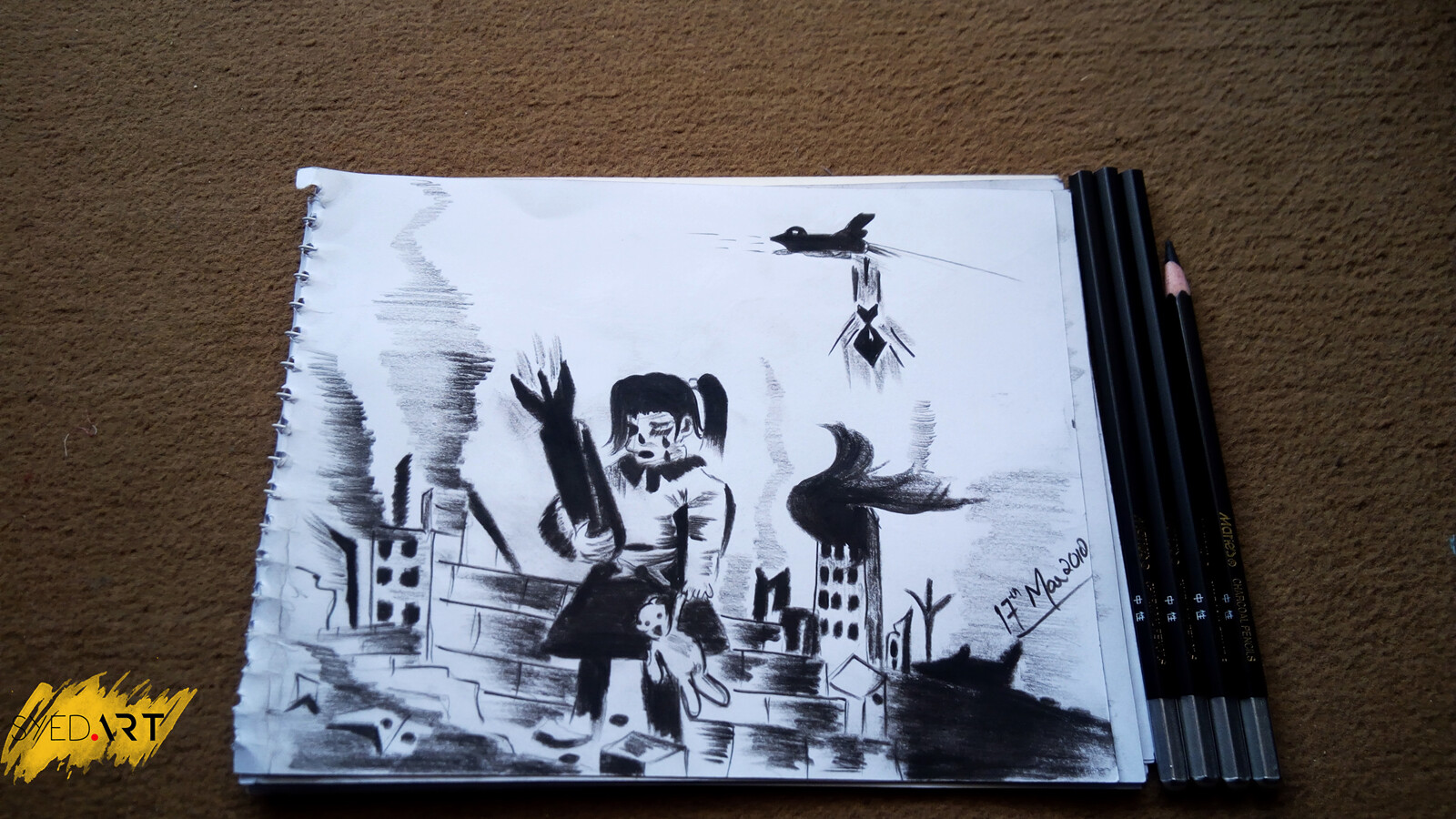 Artstation Syrian War Children Charcoal Pencil Sketch Syedart