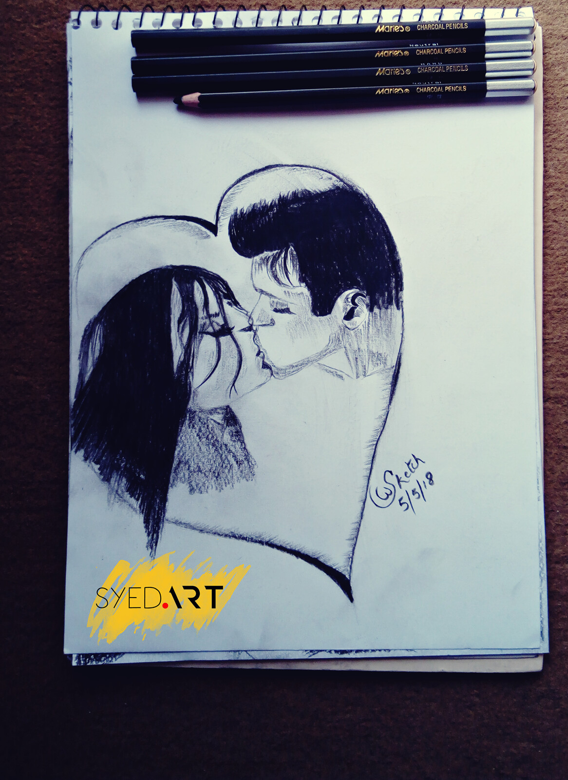 Lovely Pencil Sketch Of Cute Couple - Desi Painters