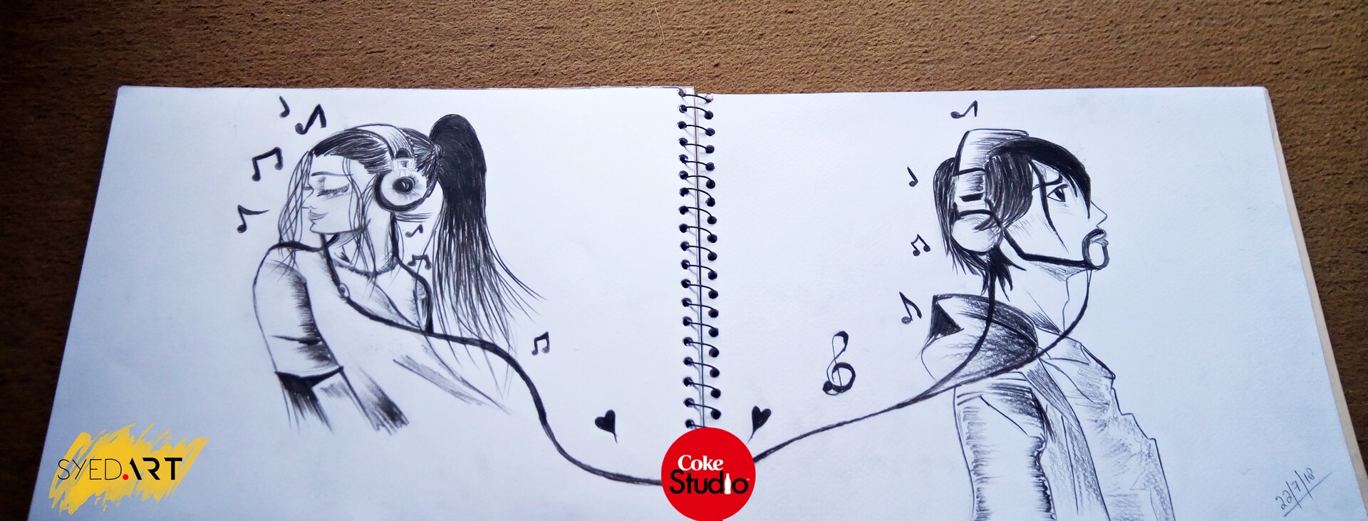Syed Waqas Saghir Coke Studio Music is Love Charcoal Drawing (SyedArt)